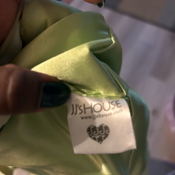 Sage Green Princess One Shoulder Chiffon Evening Dress - Picture 5 of 5